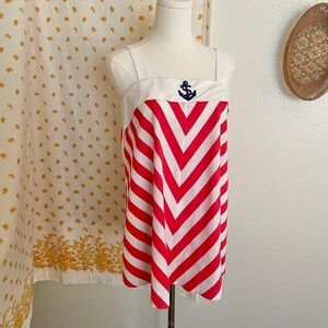 Rare Vintage Nautical Mini Dress Top | Red White Chevron Striped Sailor Tunic